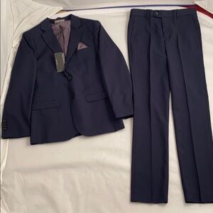 Geoffrey Beene navy blue micro gingham slim 2 Pc suit